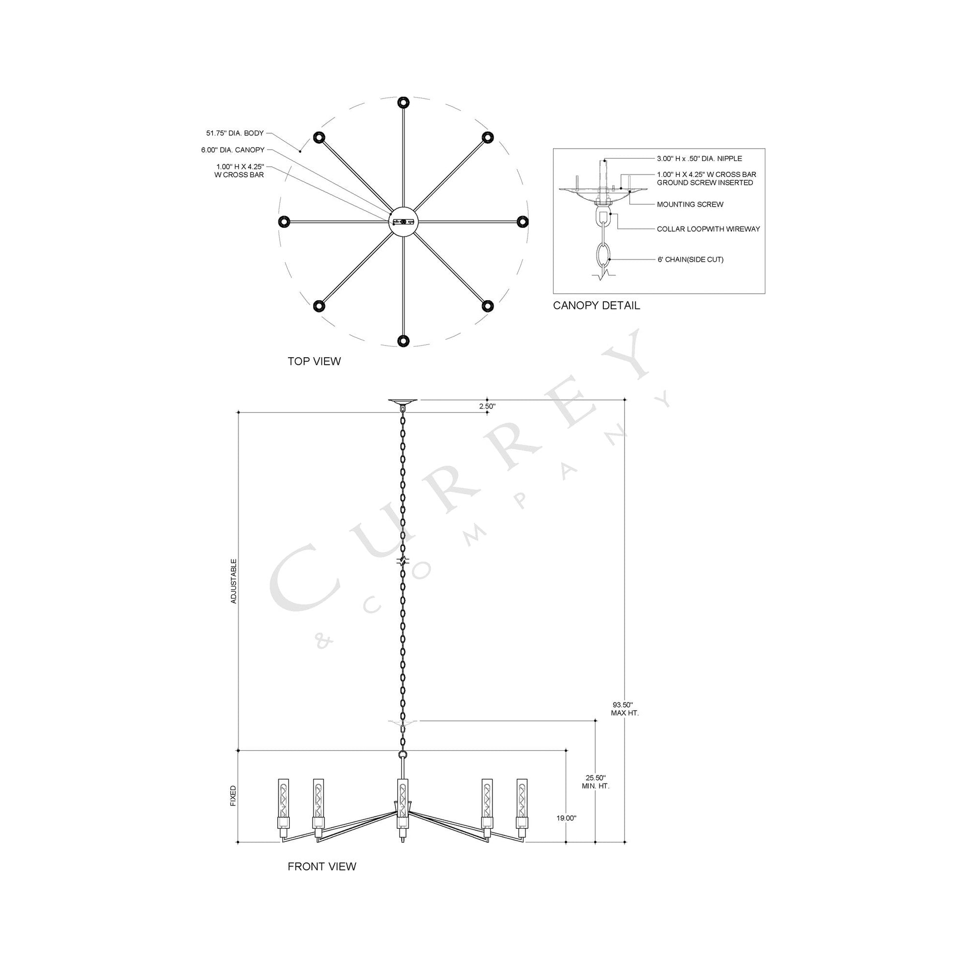 Delgado Chandelier - line drawing.