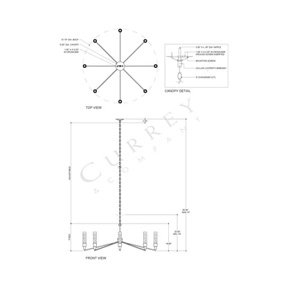Delgado Chandelier - line drawing.