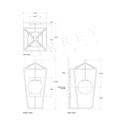 Denison Outdoor Wall Light - line drawing.