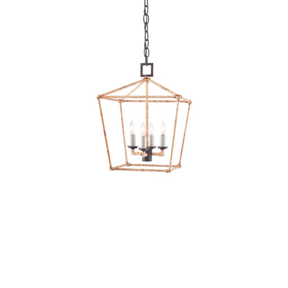 Denison Pendant Light in Mole Black/Natural Rattan (Small).