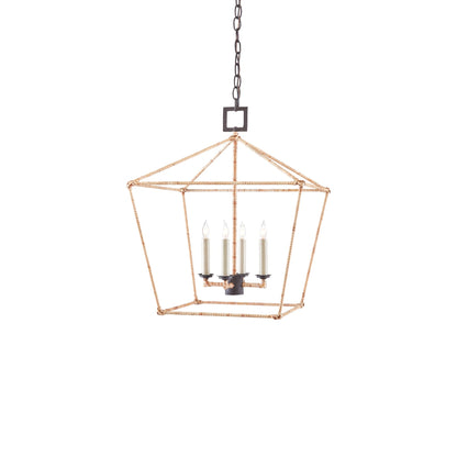 Denison Pendant Light in Mole Black/Natural Rattan (Medium).