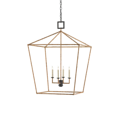 Denison Pendant Light in Mole Black/Natural Rattan (Large).