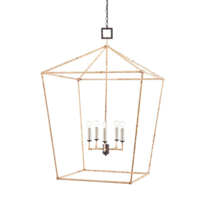 Denison Pendant Light in Mole Black/Natural Rattan (Grande).