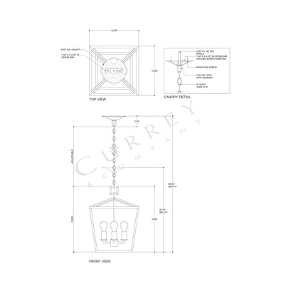 Denison Pendant Light - line drawing.