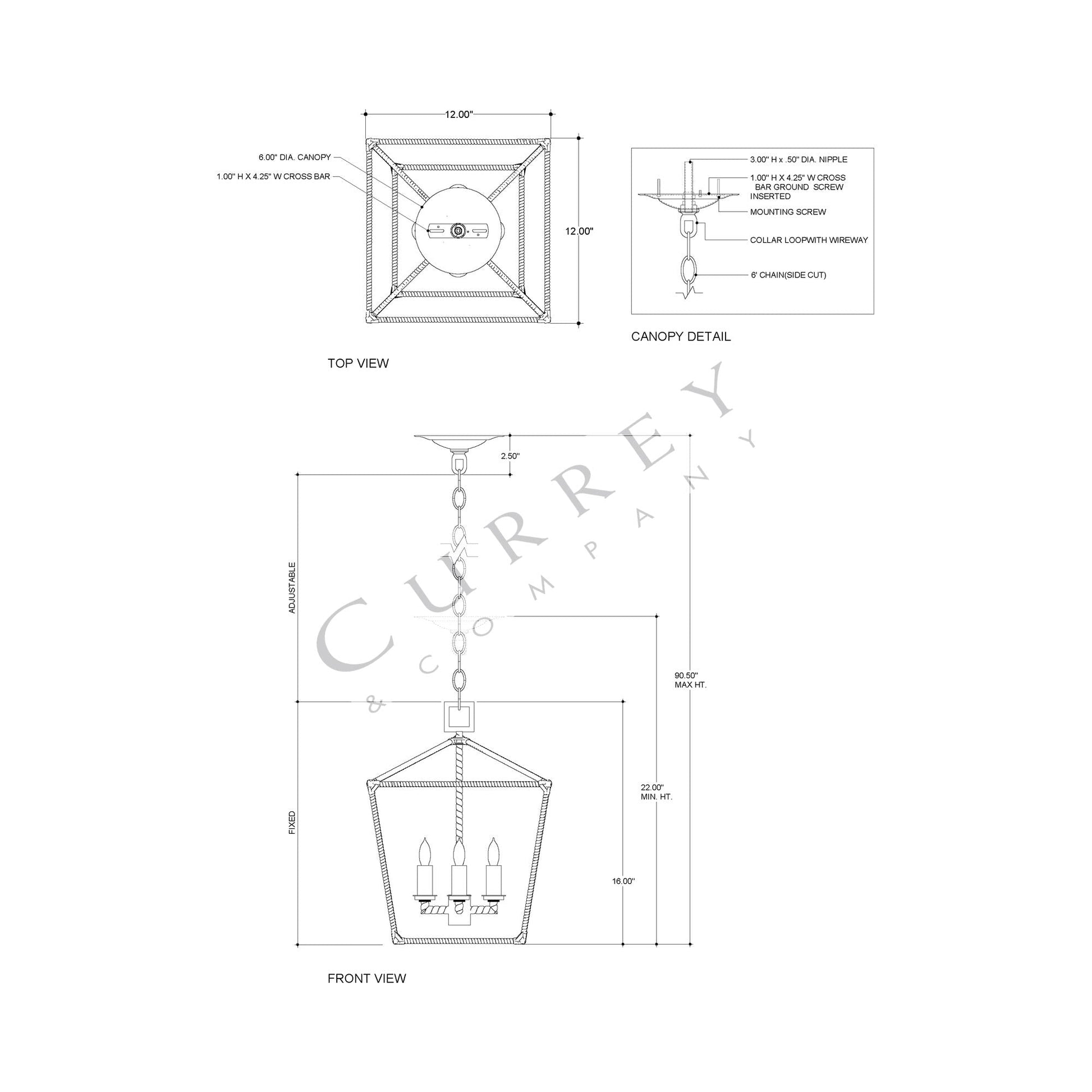 Denison Pendant Light - line drawing.