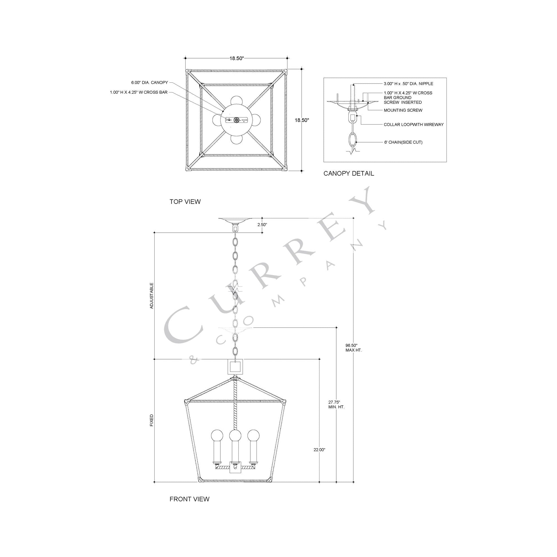 Denison Pendant Light - line drawing.