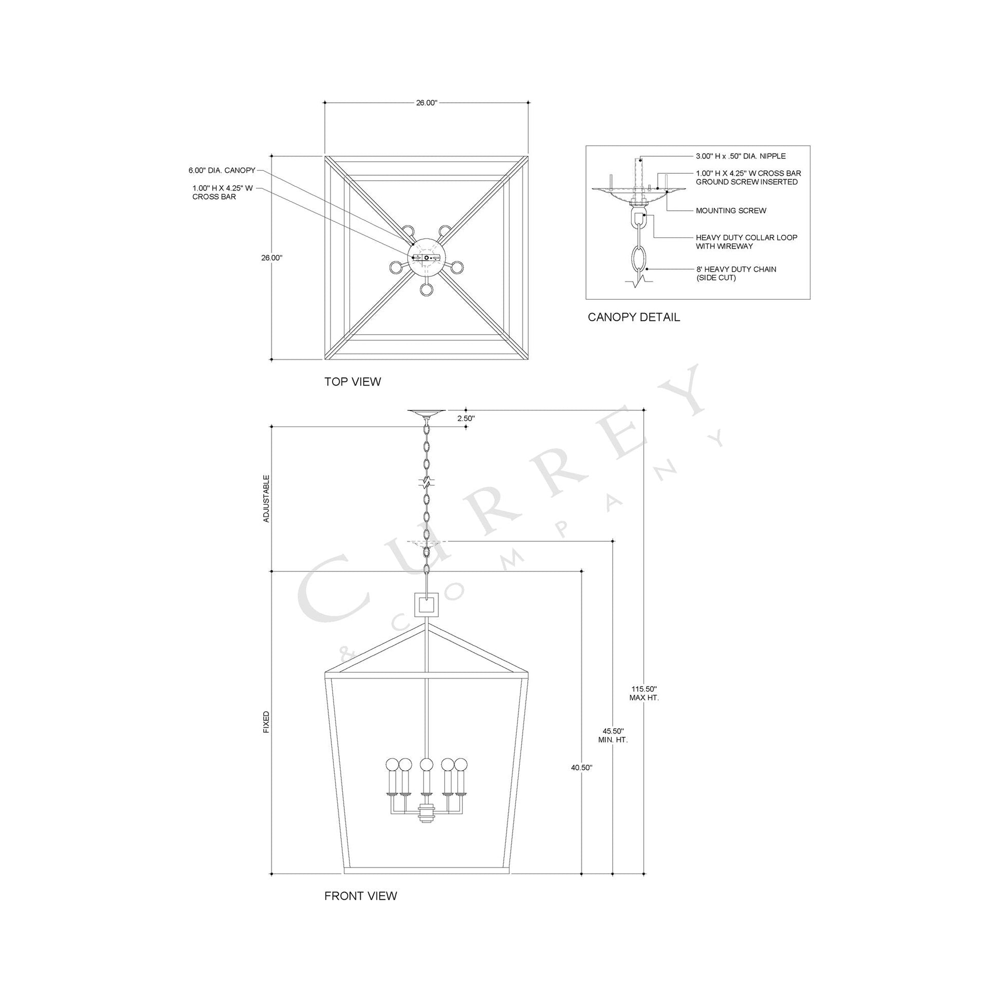 Denison Pendant Light - line drawing.