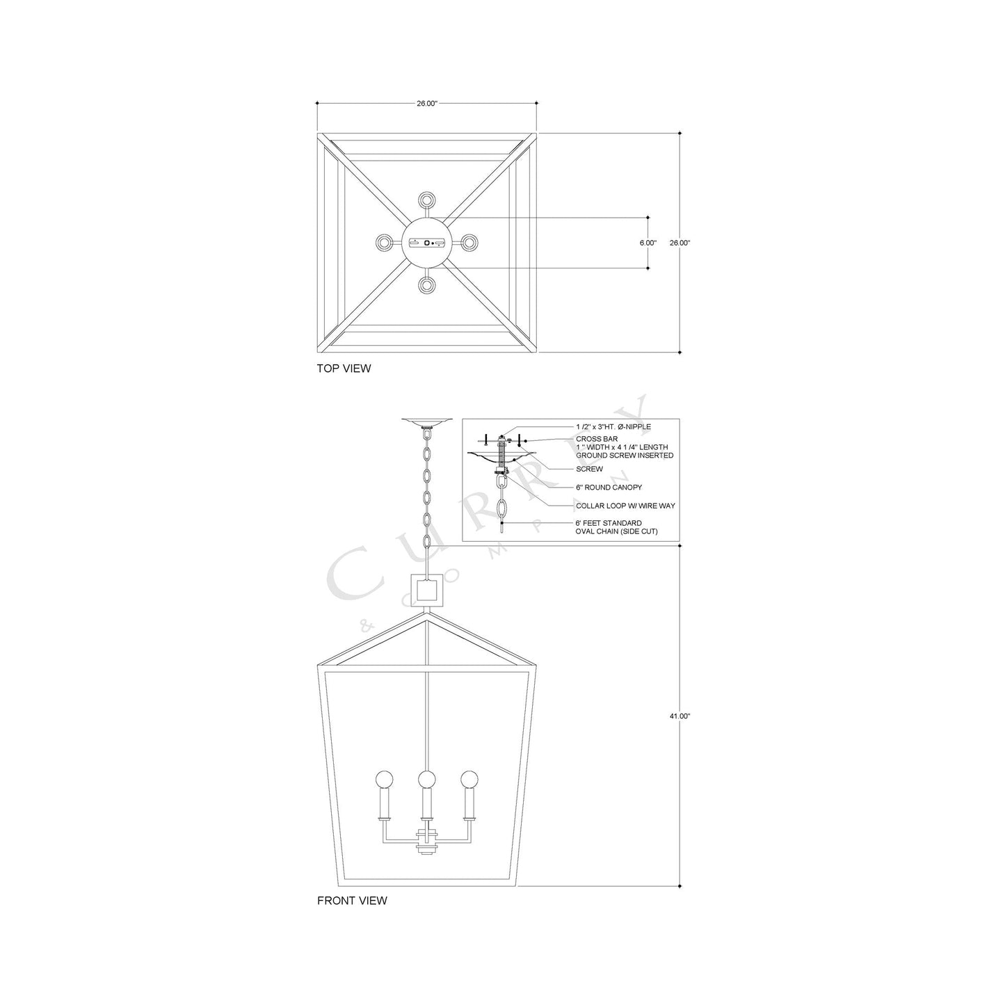 Denison Pendant Light - line drawing.