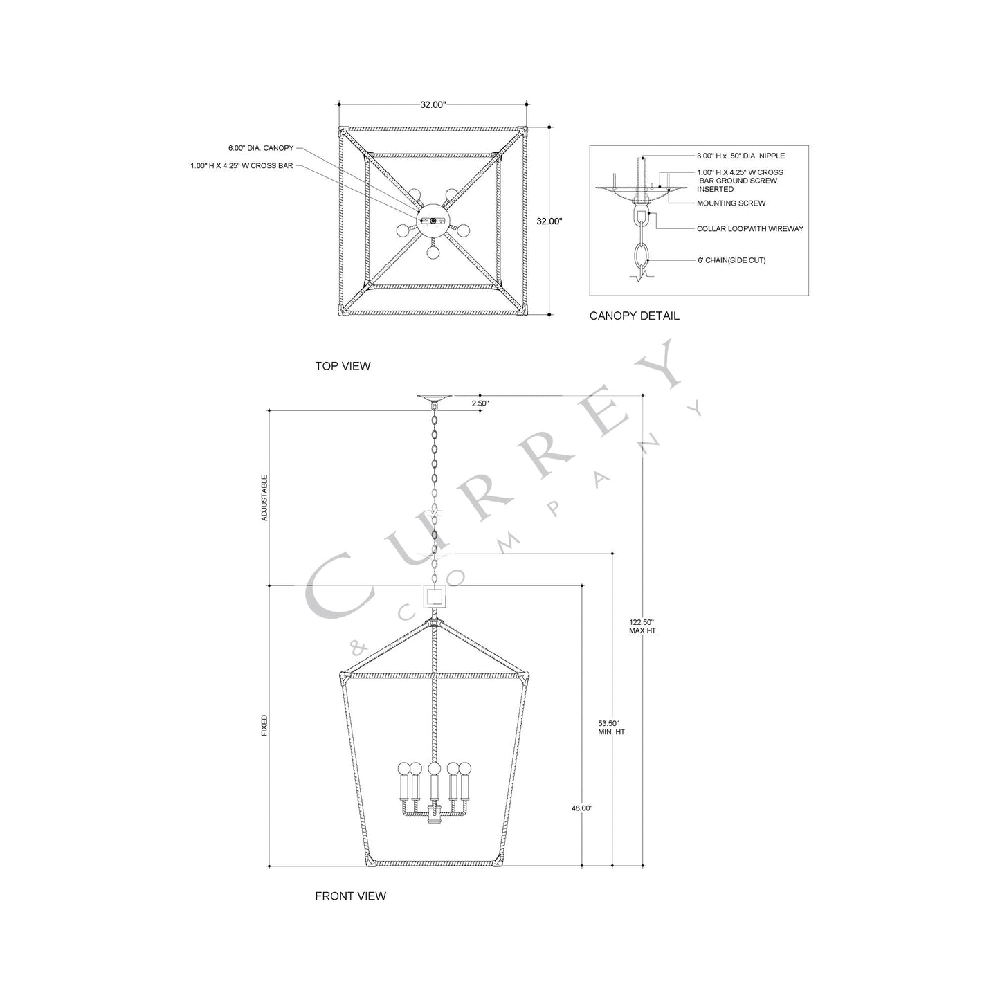 Denison Pendant Light - line drawing.
