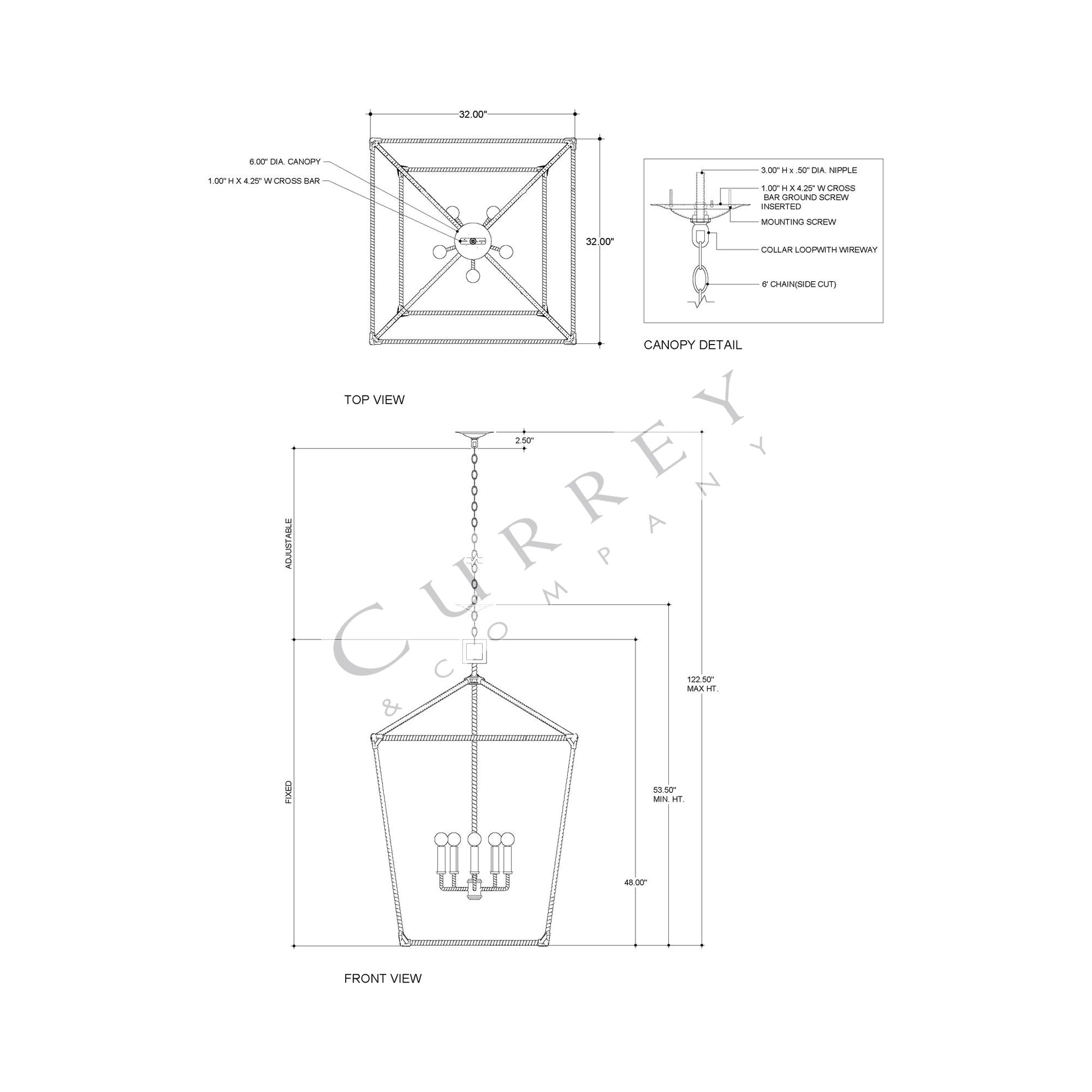 Denison Pendant Light - line drawing.