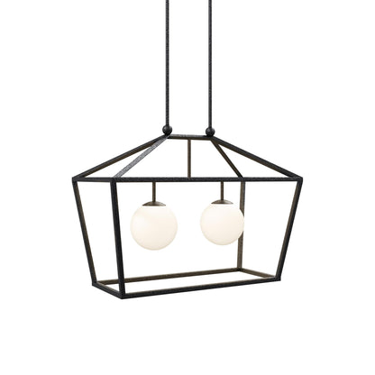 Denison Rectangular Outdoor Pendant Light in Black.