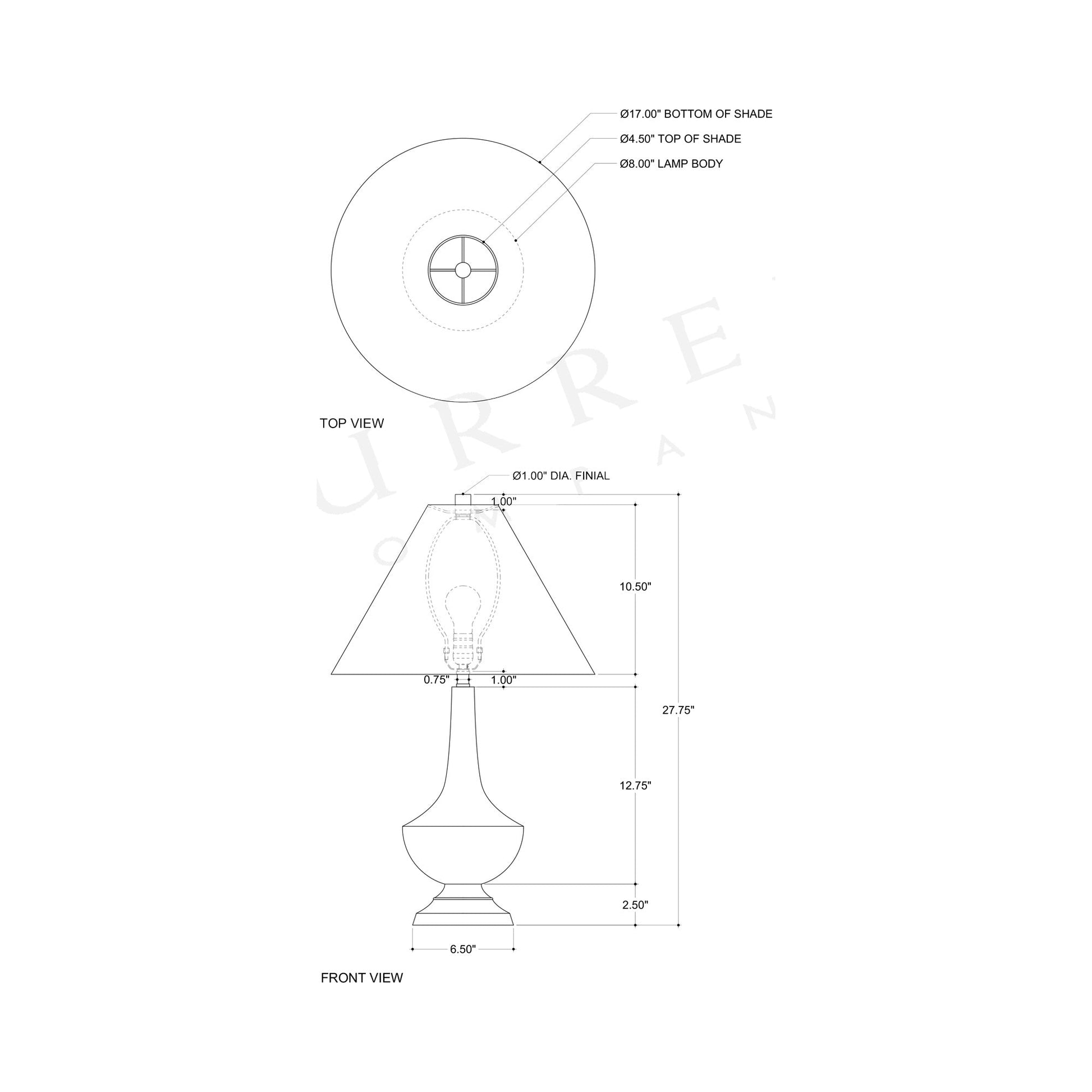 Djinn Table Lamp - line drawing.