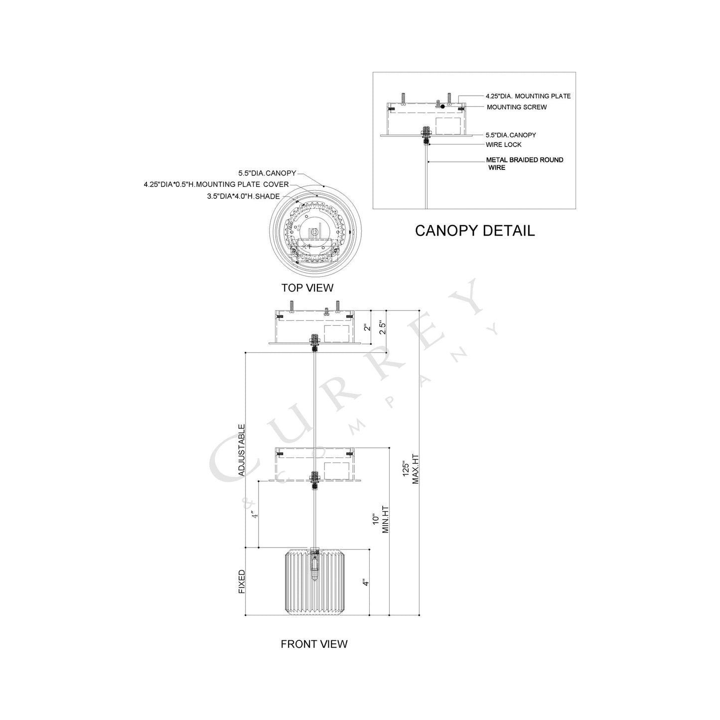 Dove Pendant Light - line drawing.