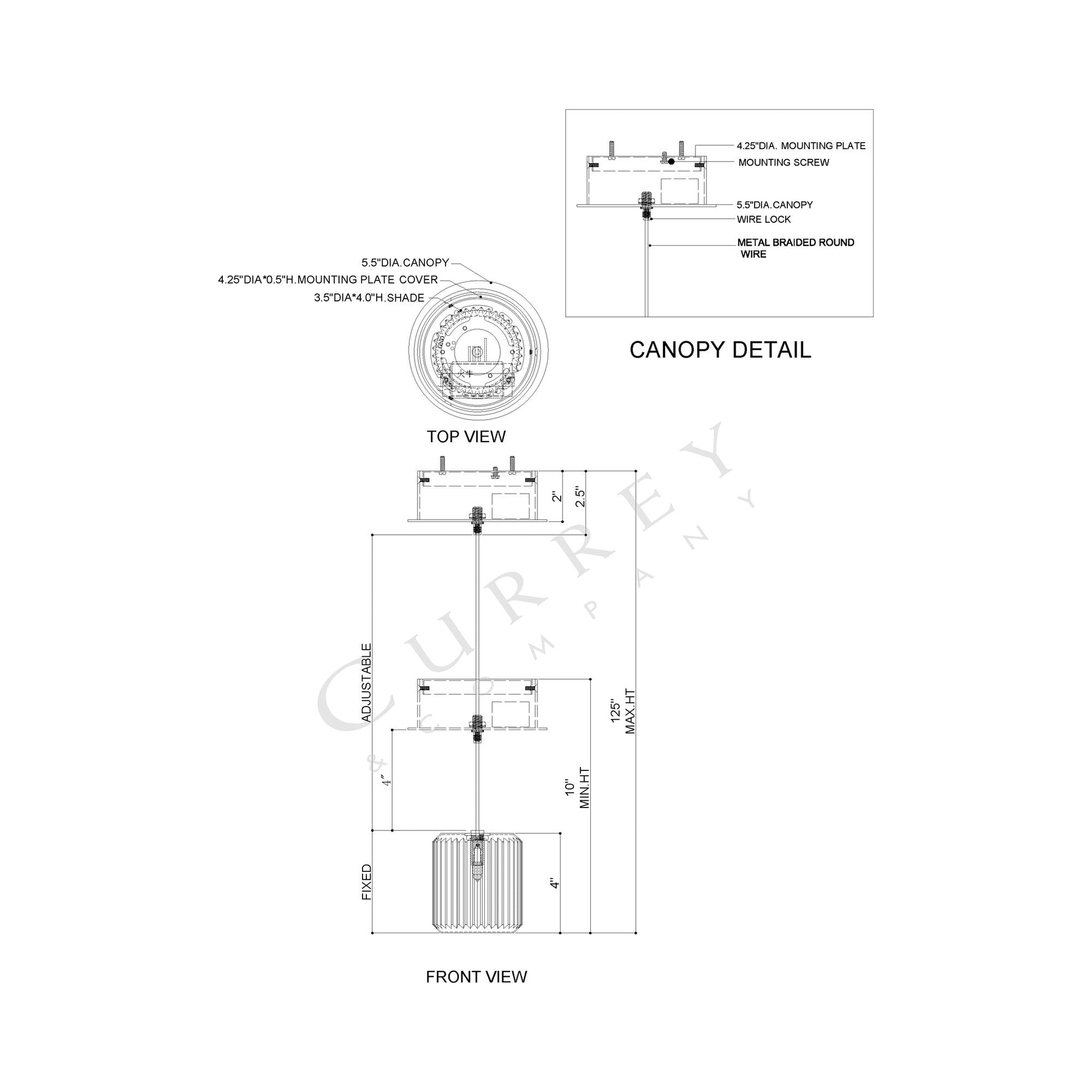 Dove Pendant Light - line drawing.