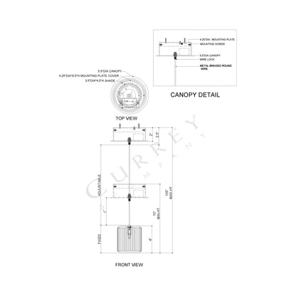 Dove Pendant Light - line drawing.