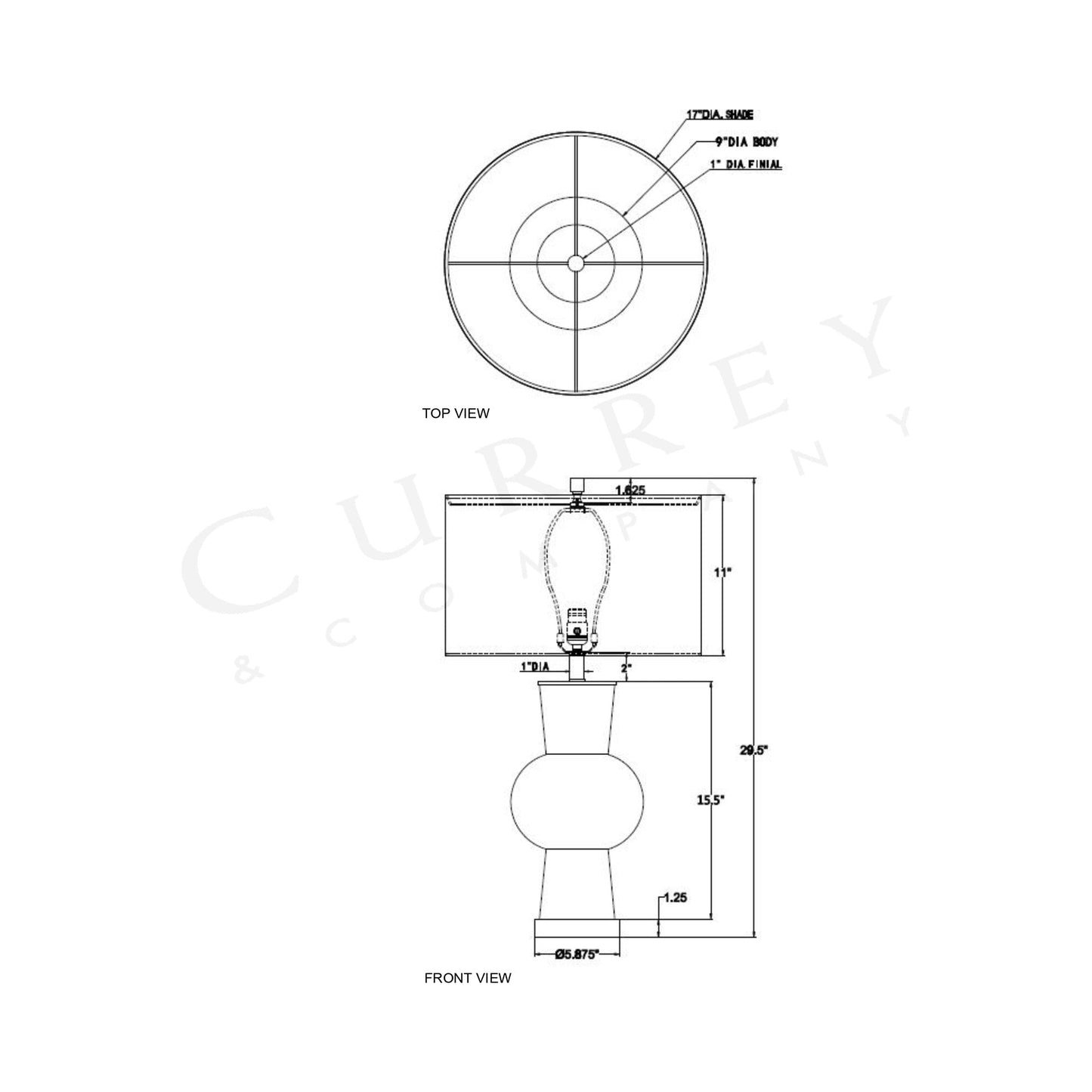 Duende Table Lamp - line drawing.