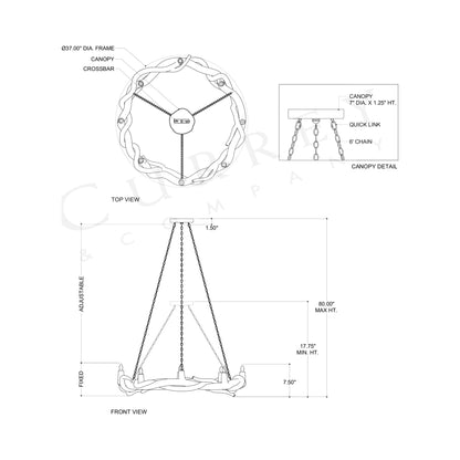 Dunmore Chandelier - line drawing.
