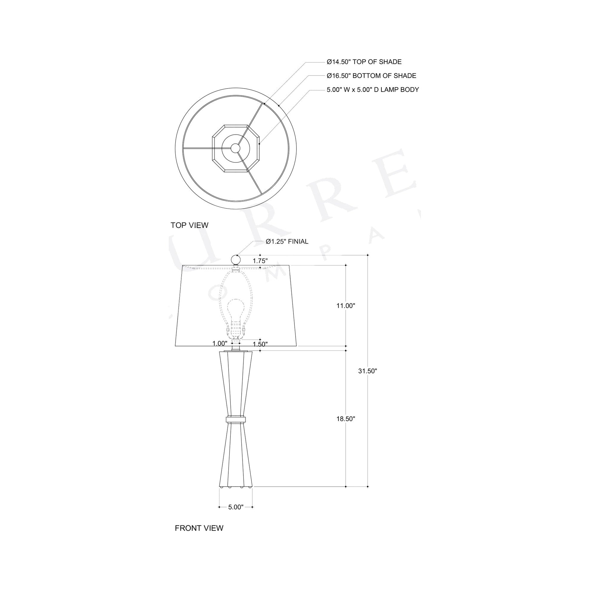 Duveen Table Lamp - line drawing.