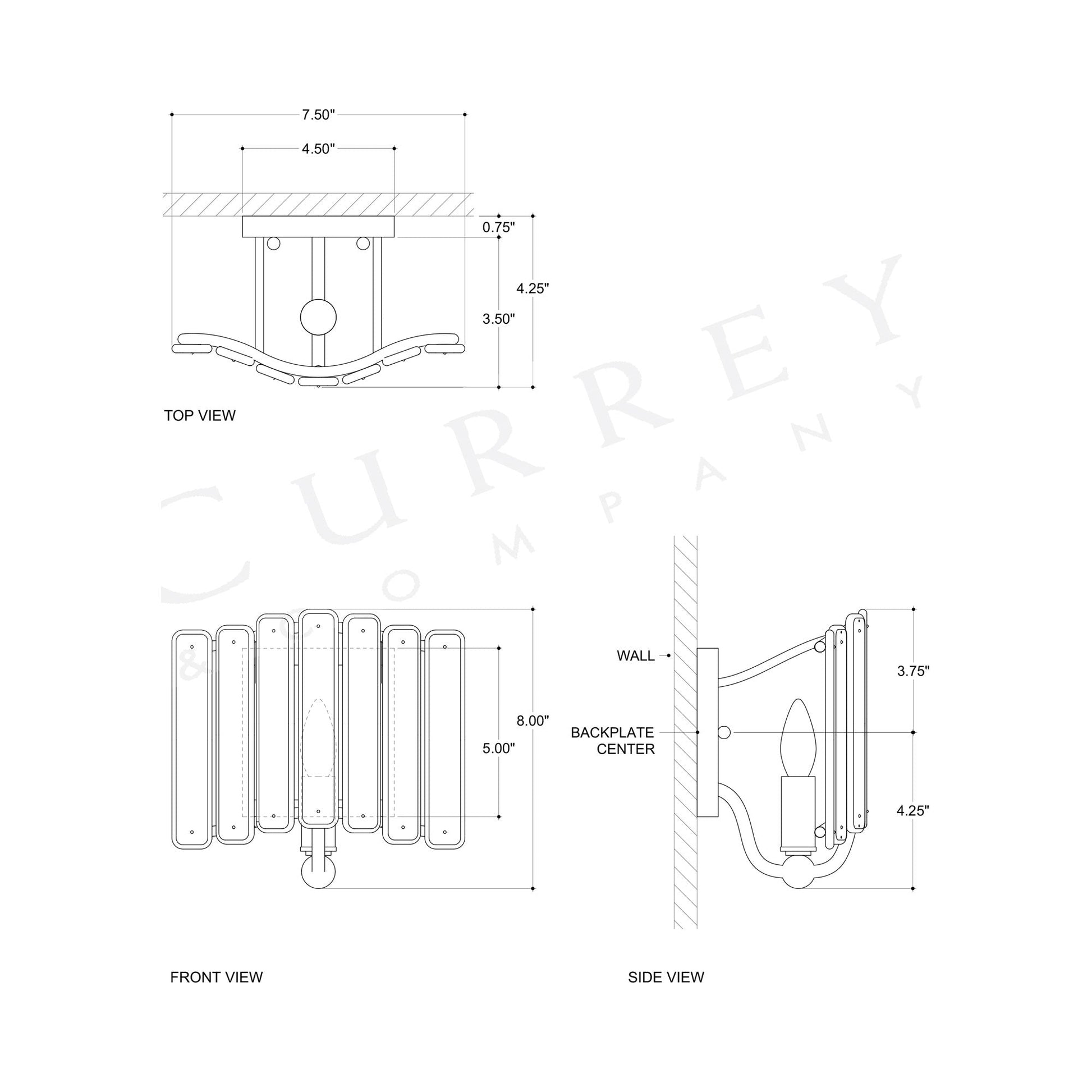 Duvernell Wall Light - line drawing.