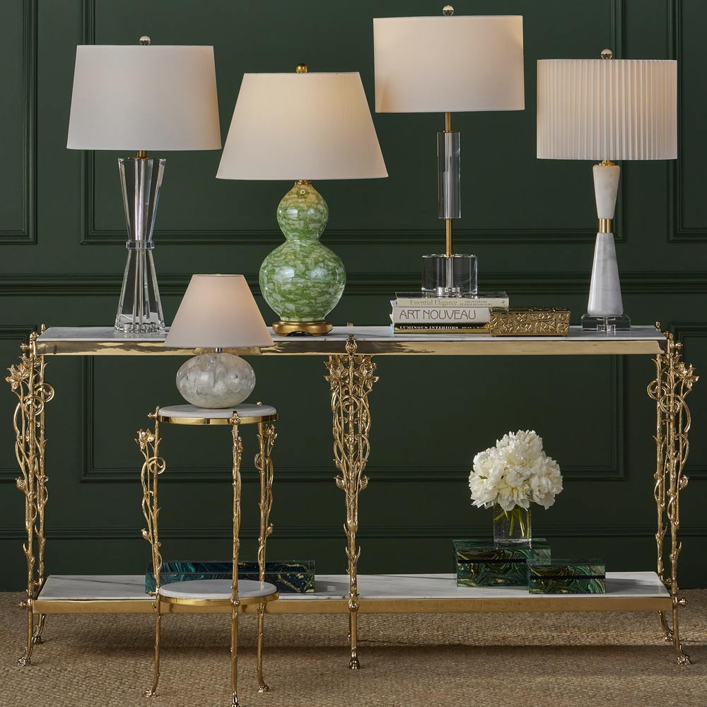 Eau de Nil Table Lamp in exhibition.