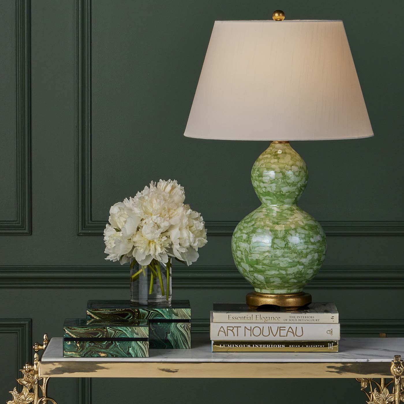 Eau de Nil Table Lamp in exhibition.