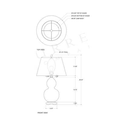 Eau de Nil Table Lamp - line drawing.