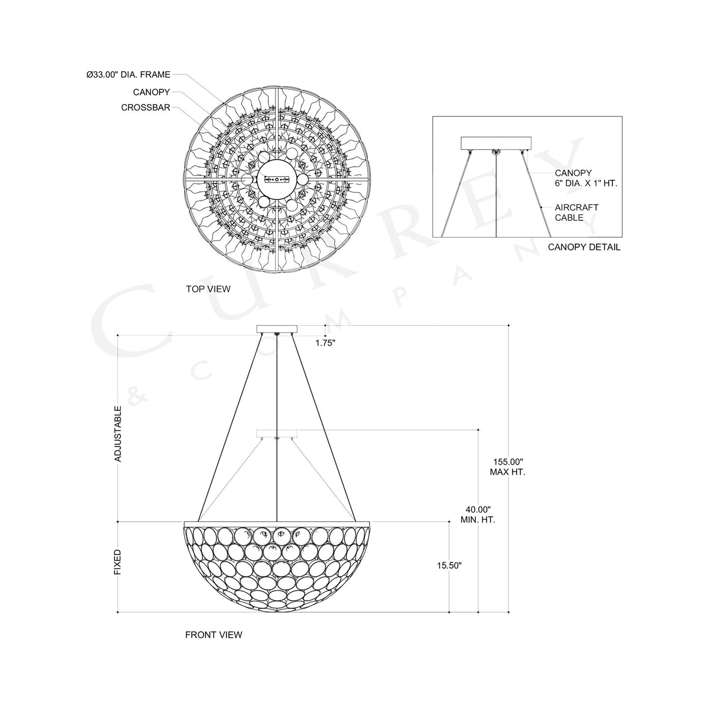 Eau de Vie Chandelier - line drawing.