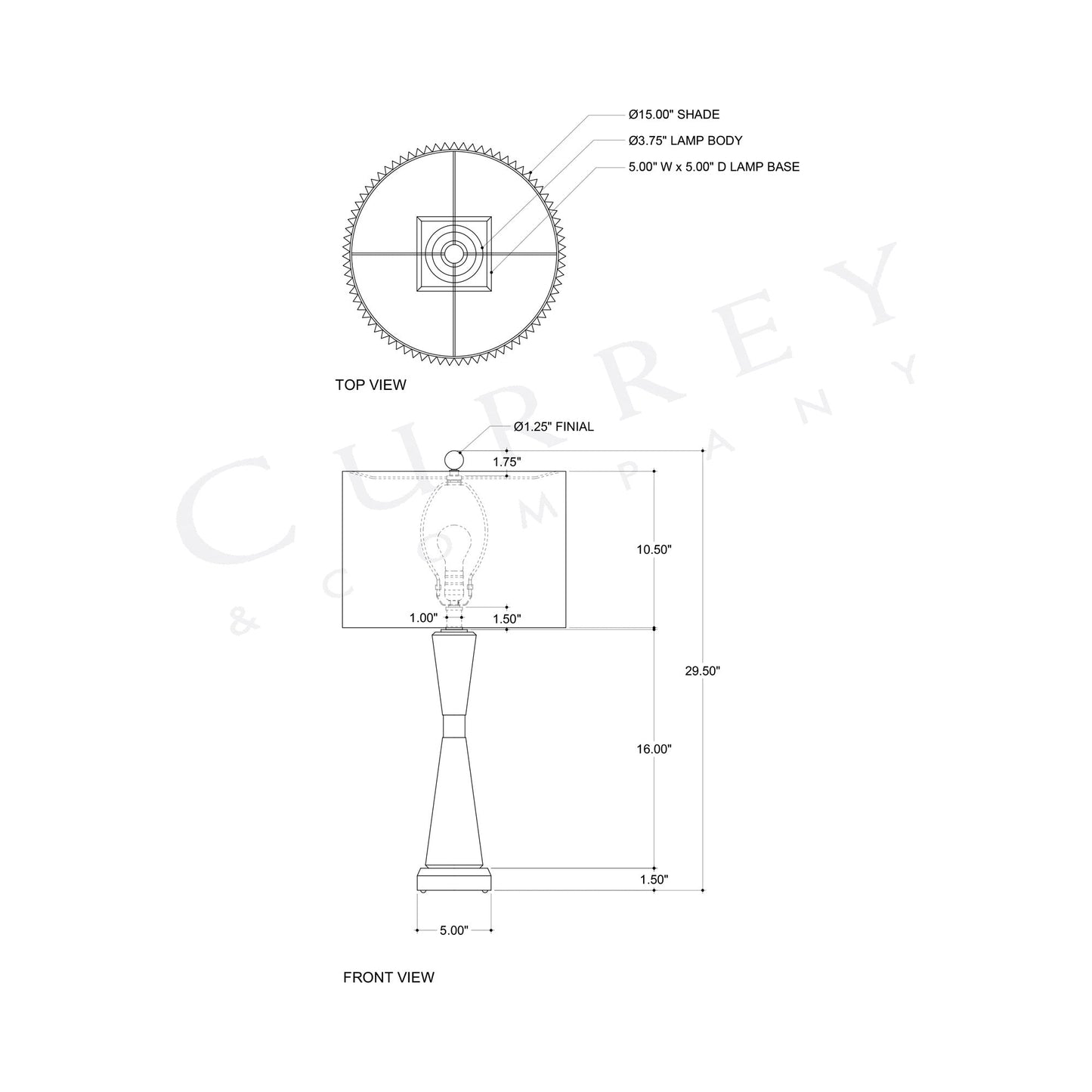 Edelmar Table Lamp - line drawing.