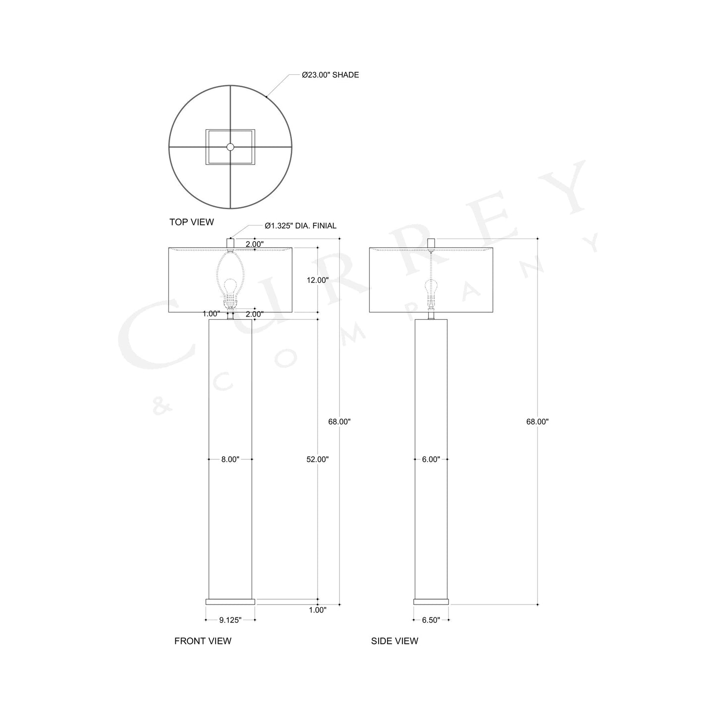 Eden Floor Lamp - line drawing.