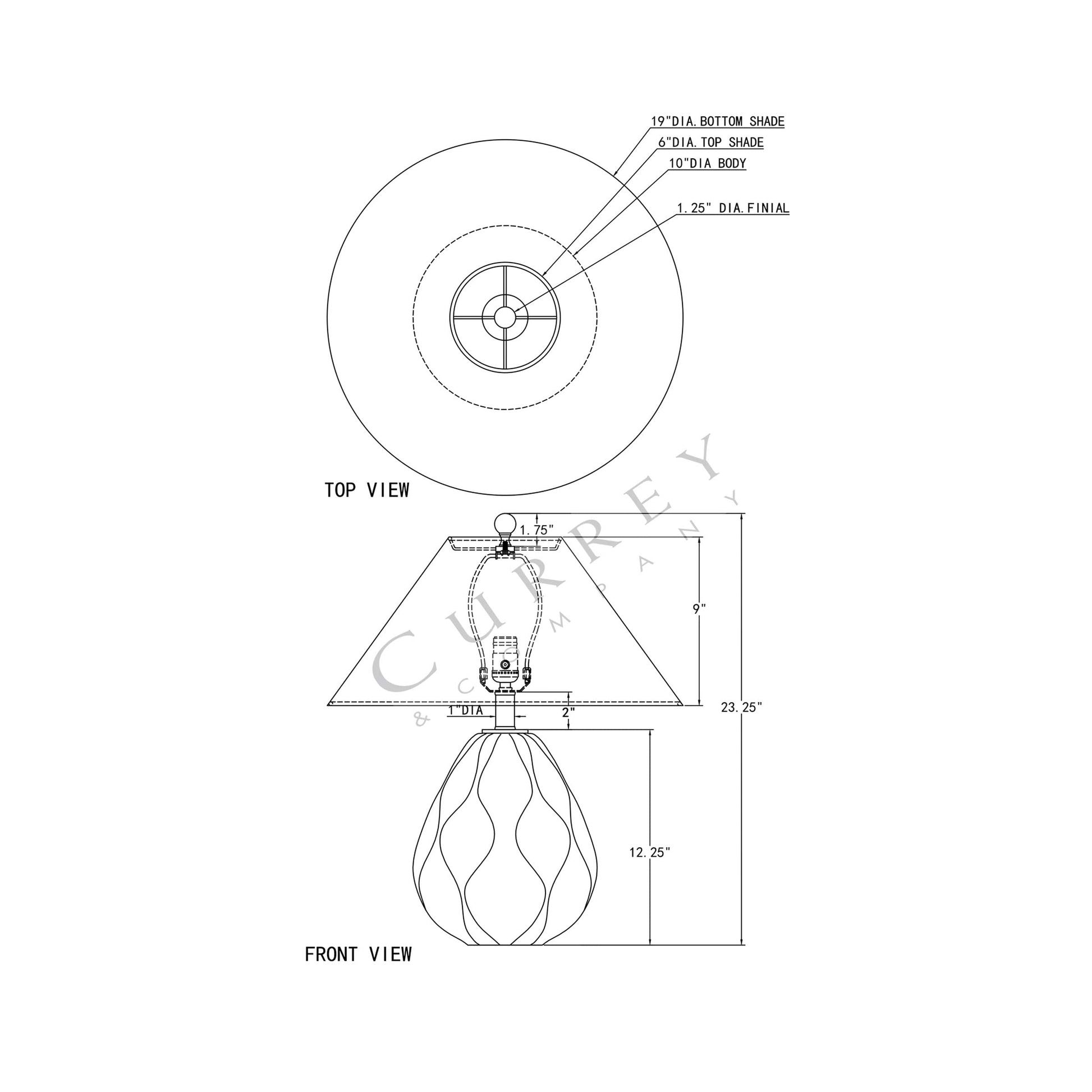 Edgemoor Table Lamp - line drawing.