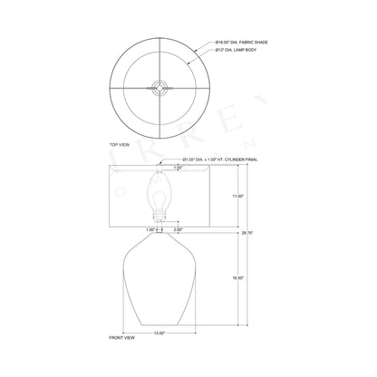 Eiderdown Table Lamp - line drawing.