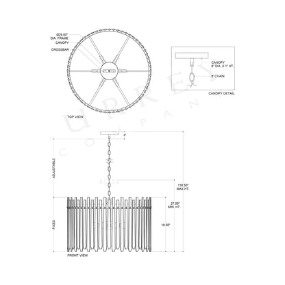Electra Chandelier - line drawing.
