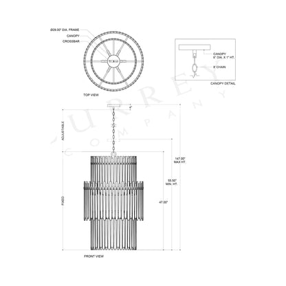 Electra Tier Chandelier - line drawing.