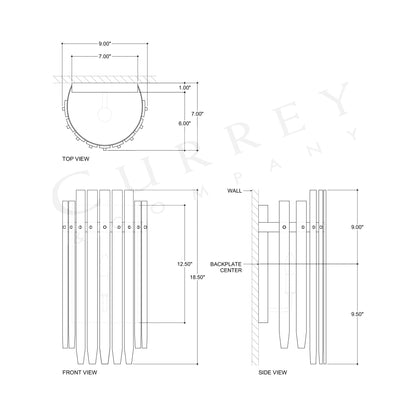 Electra Wall Light - line drawing.