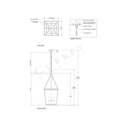 Ellerman Pendant Light - line drawing.