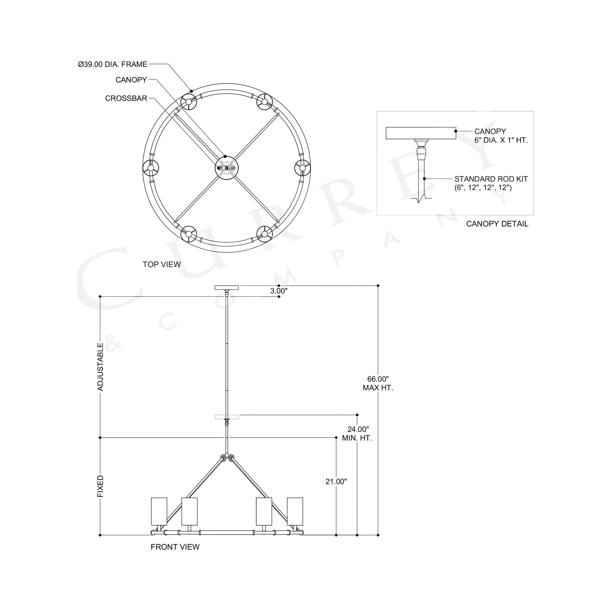 Ellerston Chandelier - line drawing.