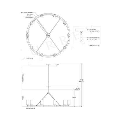 Ellerston Chandelier - line drawing.