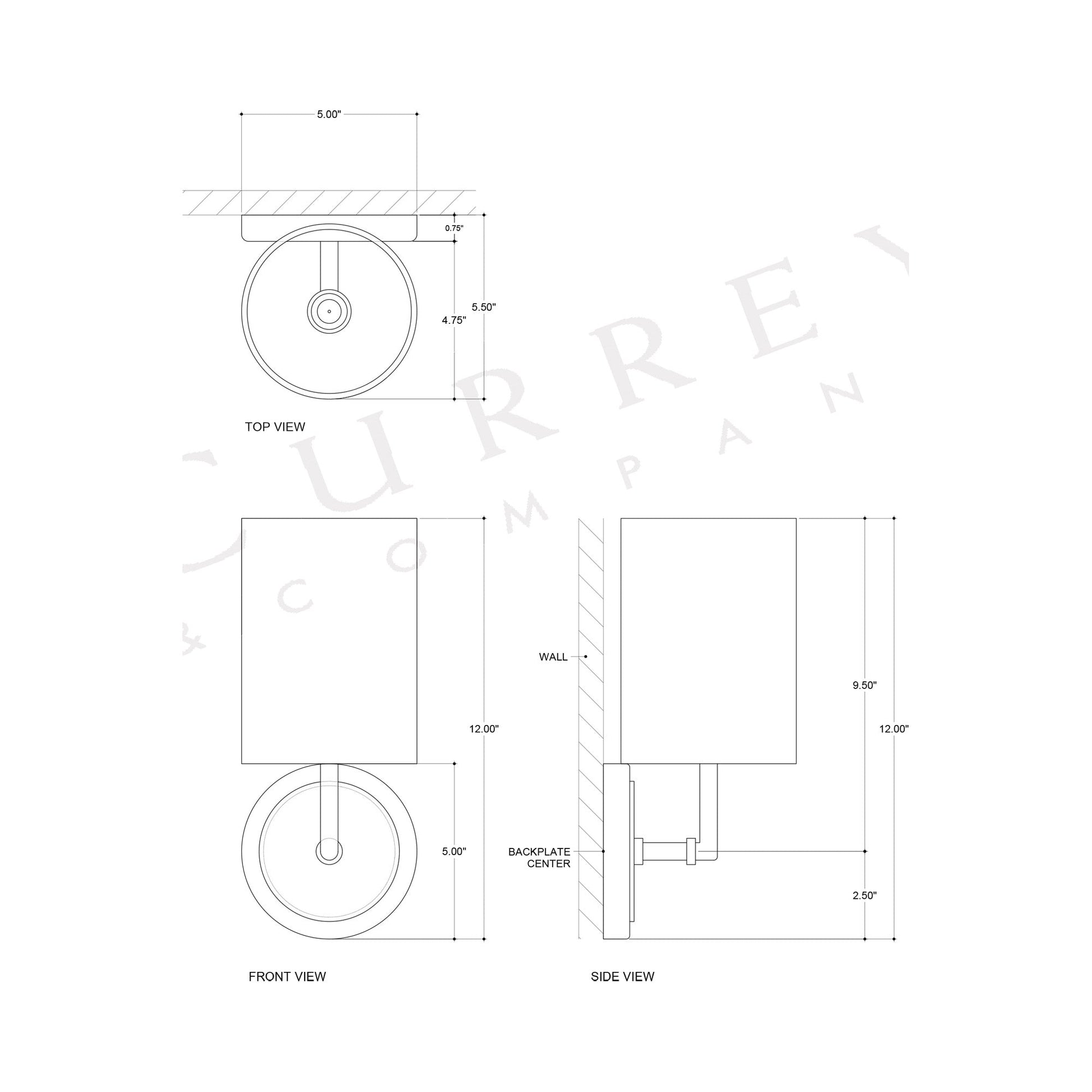 Ellerston Wall Light - line drawing.