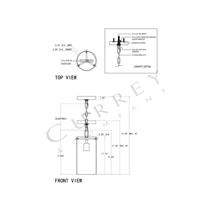 Ellison Pendant Light - line drawing.
