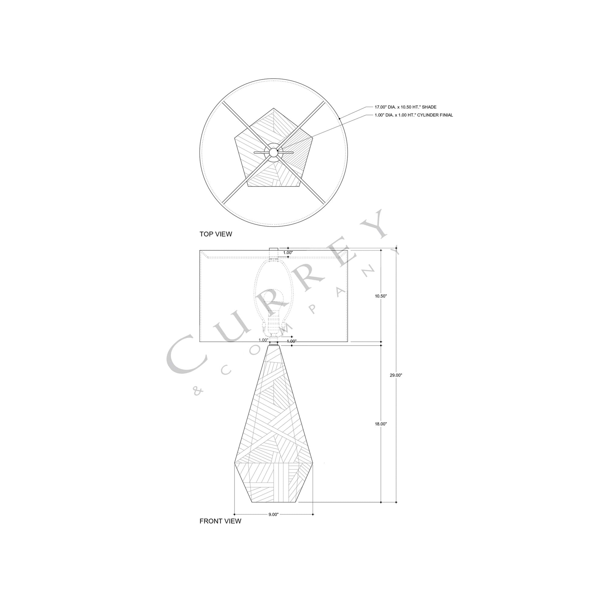 Elysium Table Lamp - line drawing.