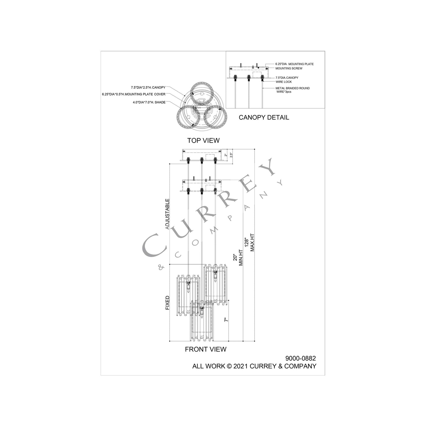 Escenia Multi Pendant Light - line drawing.