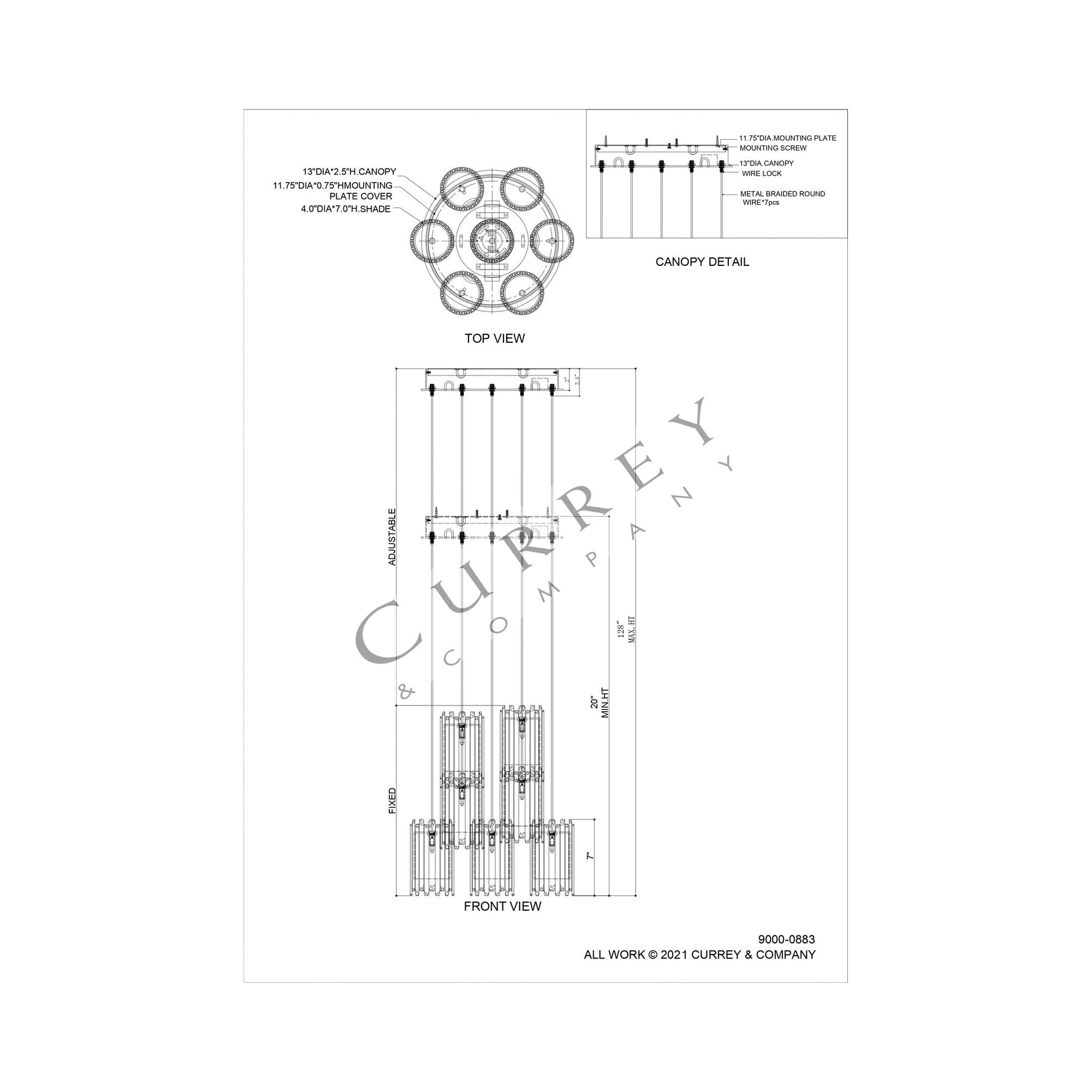 Escenia Multi Pendant Light - line drawing.