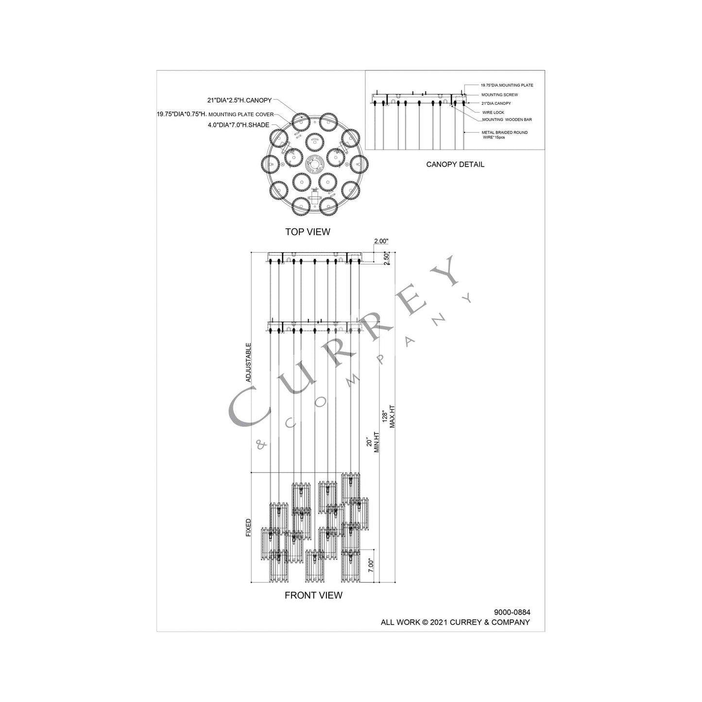 Escenia Multi Pendant Light - line drawing.