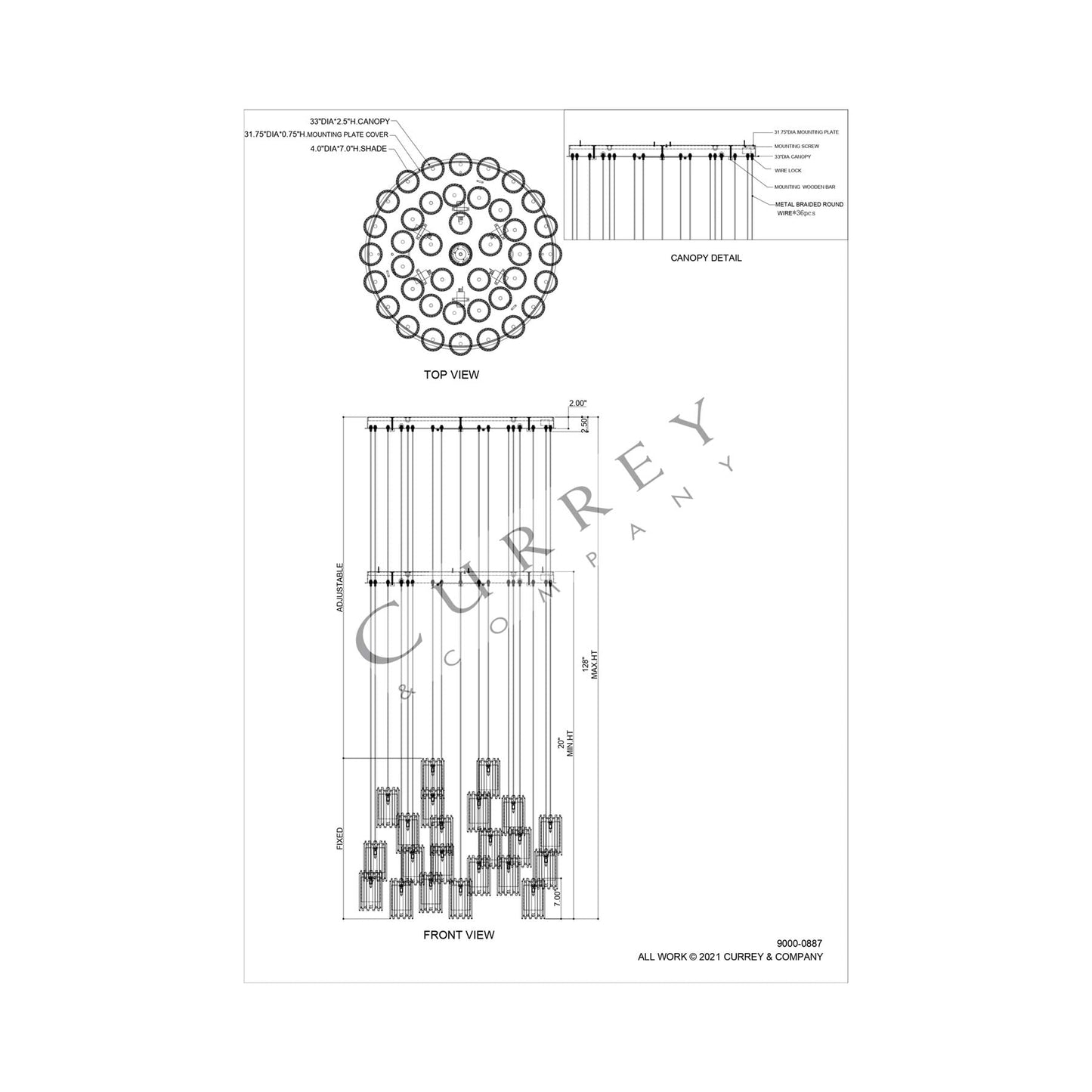 Escenia Multi Pendant Light - line drawing.