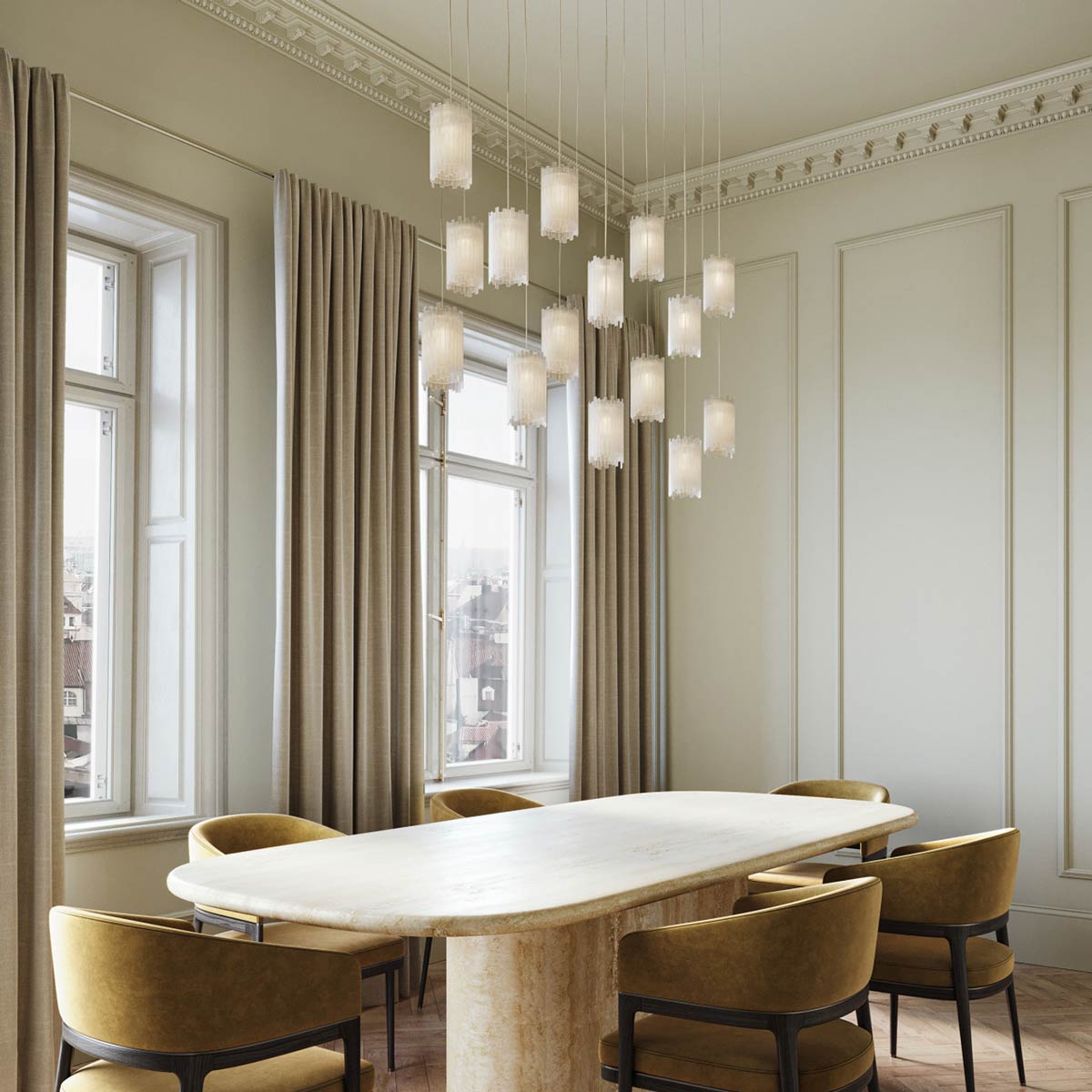 Escenia Pendant Light in living room.