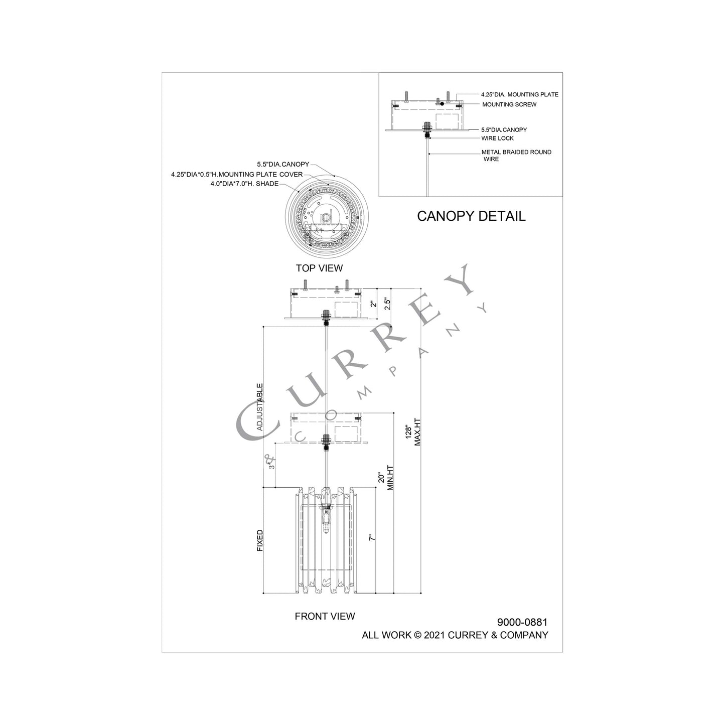 Escenia Pendant Light - line drawing.