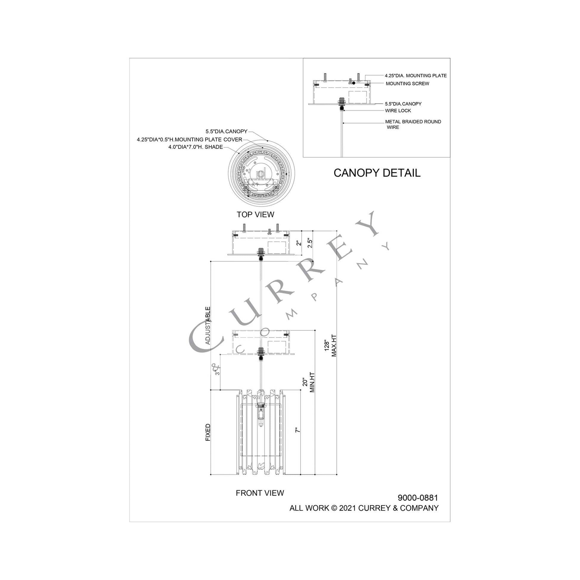 Escenia Pendant Light - line drawing.