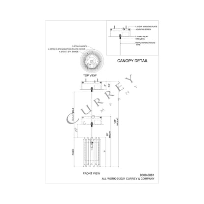 Escenia Pendant Light - line drawing.
