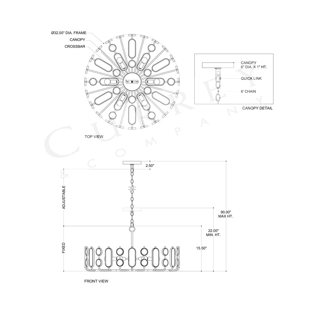Ettore Chandelier - line drawing.