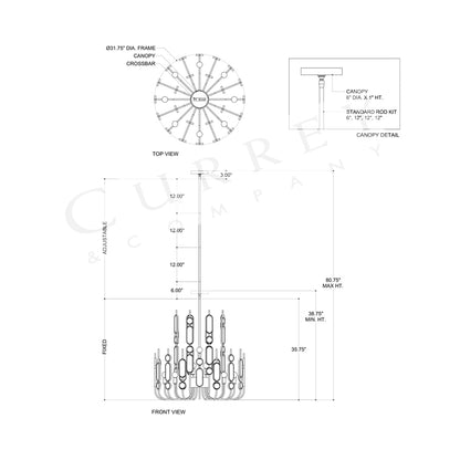 Ettore Chandelier - line drawing.